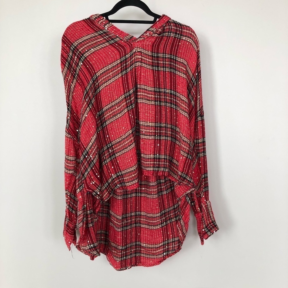 Free People Red Sequenced Top Size XS